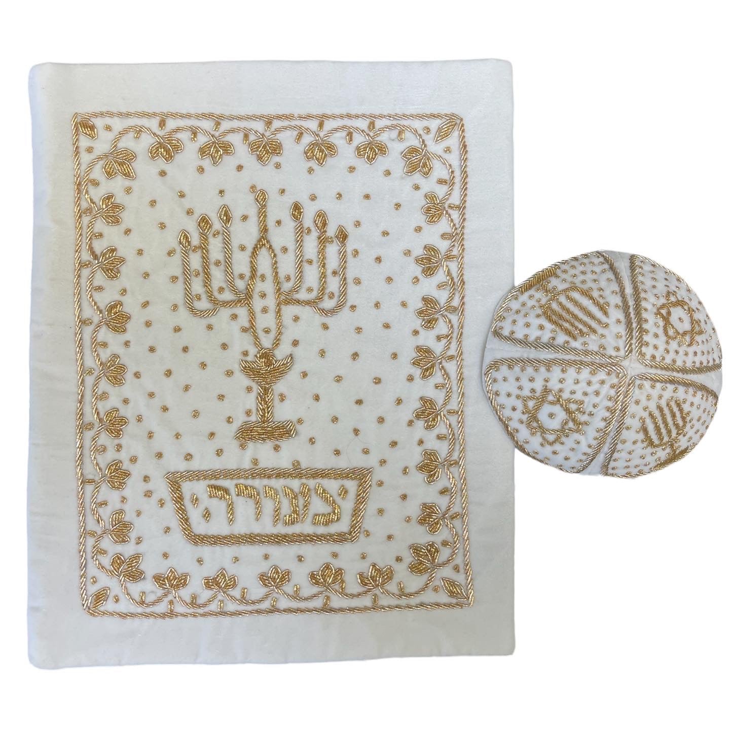 Original Persian groom matching kippah and Tallit bag set. BOTH sides of the Talit bag Handmade crafted on a Rich soft velvet