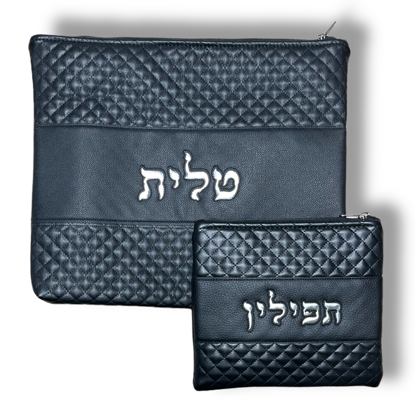 Vinyl and leather talit and tefilin bags laser cut
